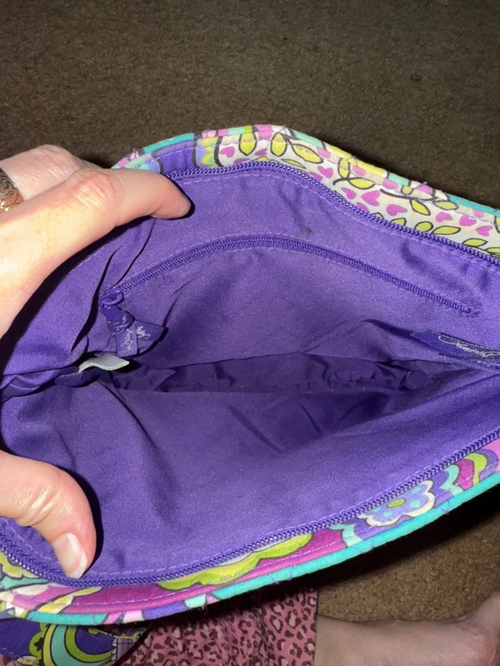 Vera Bradley Purple Teal Paisley Quilted Crossbody